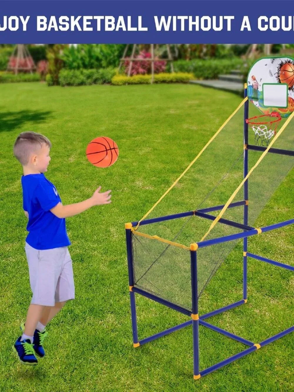 Kids Basketball Arcade Game Indoor Mini Hoop Set w Ball Pump Single Shot